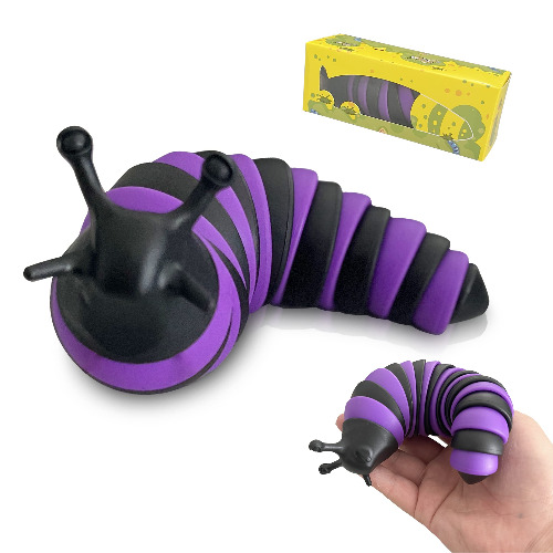 NeslGenc Fidget Slug, 3D Sensory Slug Fidget Toy, Fun Crawling Slug Fidget Toy Relief Articulated Slug Toys Christmas Holiday Birthday Gifts for Toddler,Baby,Kids,Boys&Girl, / Rainbow