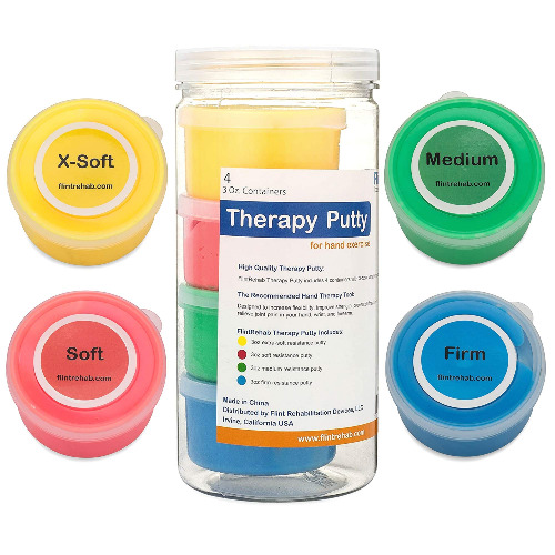 FlintRehab Premium Quality Therapy Putty (4 Pack, 3-oz Each) for Hand Exercise Rehab. Fidgeting, and Stress Relief… - 