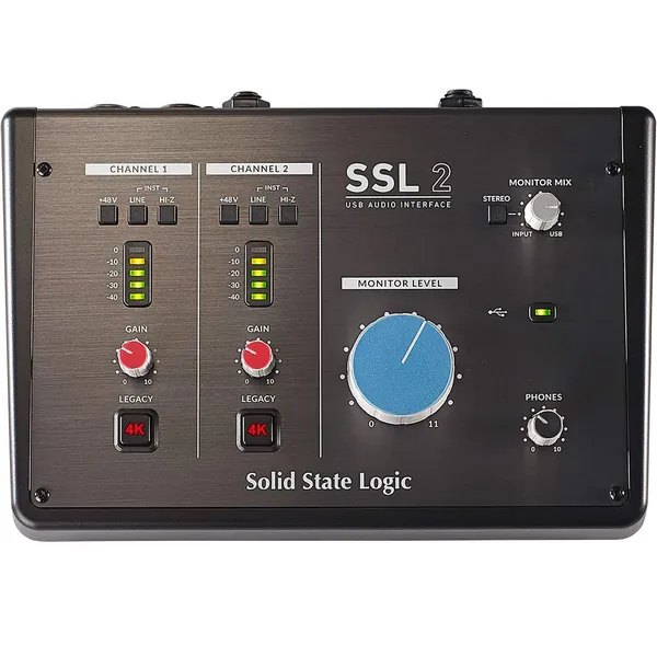 Solid State Logic SSL 2 USB Audio Interface - 24 bit/192 kHz, 2-in 2-out, with SSL Legacy 4K Analogue Enhancement and included SSL Software Production Pack