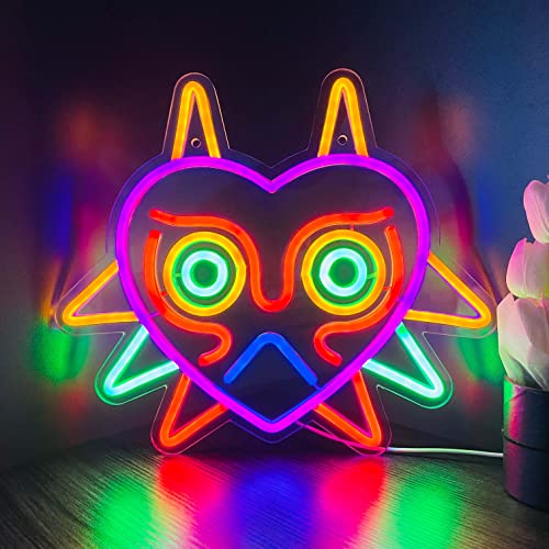 GGK Majora's Mask LED Sign LoZ Neon Sign for Room Wall Decor Gamer Gifts Zelda Mask Game Room Decor LED Neon Light for Zelda Fans (Majoras Mask) - Majoras Mask