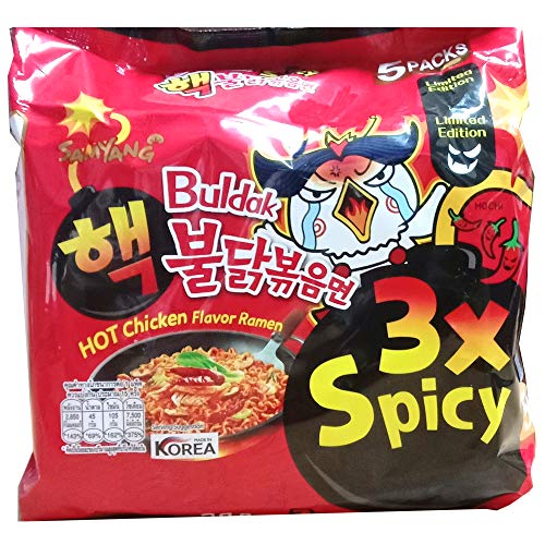 Samyang Hot Chicken Flavor Ramen Buldak 3X Spicy Instant Noodles - Chicken - 1.59 Pound (Pack of 1)