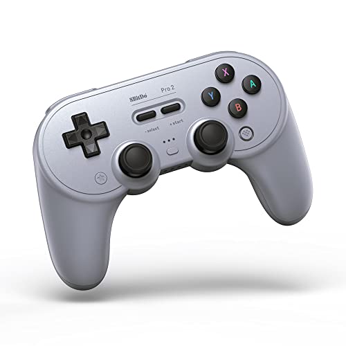 8Bitdo Pro 2 Bluetooth Controller for Switch, PC, macOS, Android, Steam & Raspberry Pi (Gray Edition) - single