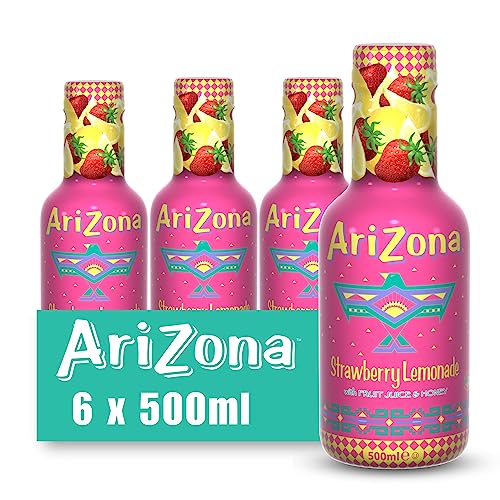 Arizona Strawberry Lemonade, Pack Of 6 x 500ml PET Bottles, Delicious Still Fruity Drink, No Artificial Colours, No Artificial Preservatives - Strawberry Lemonade - 500 ml (Pack of 6)