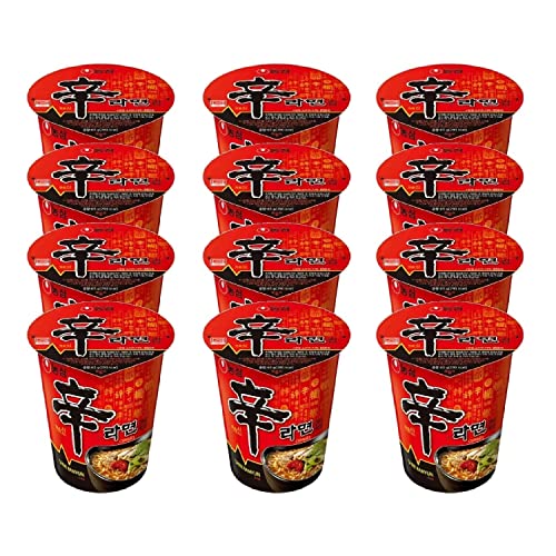 TOPLINE Shin Cup Noodles Multipack - 2 Boxes of 6 x 86g Gourmet Hot & Spicy Instant Pot Korean Noodles with Topline Card for Packed Lunch Snacks, Camping Meals