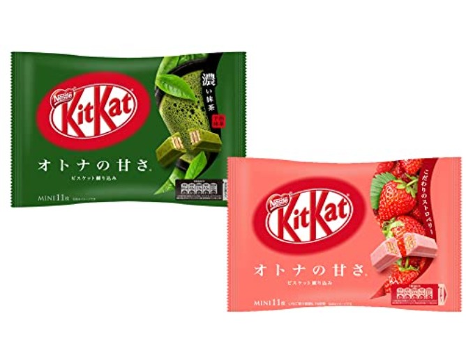 Kitkat Japan, Strawberry & Deep Matcha Flavors Set, Japanese Snack Kit Kat, 11 Bars of Each Flavor