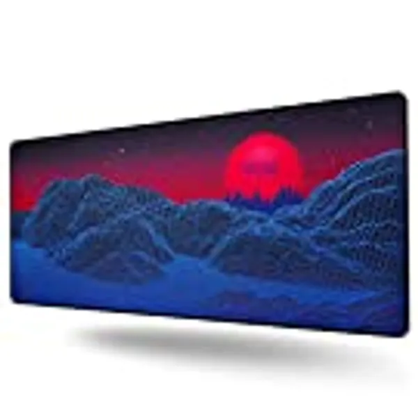 Tilted Nation Extended Gaming Mouse Pad Large - Mice and Keyboard Mat with Non-Slip Game Mousepad Base - Easy to Clean, Water Resistant Desk Pads for Mac PC Gamers (Synth Galaxy Style)