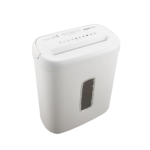 Amazon Basics Crosscut Paper and Credit Card Shredder for Security - 8-Sheet, Heavy Duty, White - 8 Sheet - White