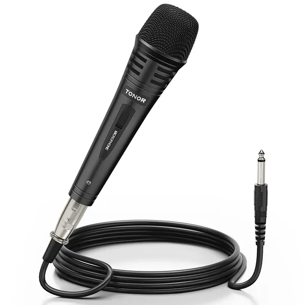TONOR Karaoke Dynamic Microphone for Singing with 5.0m XLR Cable, Metal Handheld Mic Compatible with Karaoke Machine/Speaker/Amp/Mixer for Karaoke Singing, Speech, Wedding, Stage and Outdoor Activity