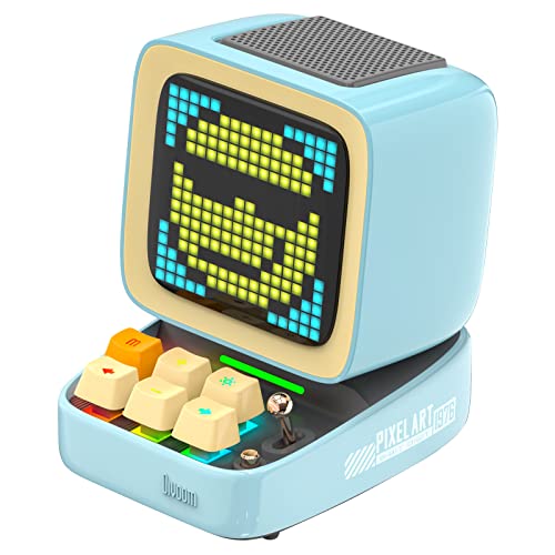 Divoom Ditoo Retro Pixel Art Bluetooth Speaker with Programmable RGB Led Screen, Gaming Gadget with Mechanical Keyboard, Also a Smart Alarm Clock (Blue) - Blue