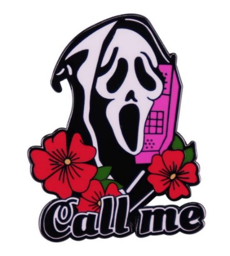 Scream Ghost Face Enamel Pin Call Me Brooch Halloween Lapel Pins Horror Movie Badge Halloween Spooky Fashion Jewelry Cartoon Enamel Pin for Clothes Bags Hat Denim Jewelry Accessories, Alloy Steel, no gemstone