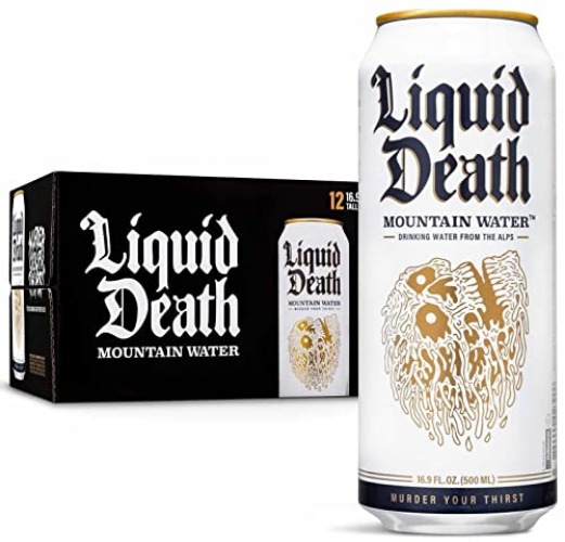 Liquid Death Still Mountain Water, 16.9 oz Tallboys (12-Pack) - Mountain Water - Still - 16.9 Fl Oz (Pack of 12)