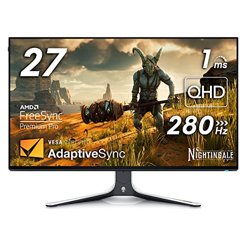 Alienware AW2723DF Gaming Monitor - 27-inch (2560 x 1440) 240Hz Display (DP 1.4), 1ms Response Time, NVIDIA G-Sync, Preset OSD Modes, Height/Tilt/Swivel/Pivot Adjustability - Lunar Light - 27 Inches - 240 Hz - AW2723DF