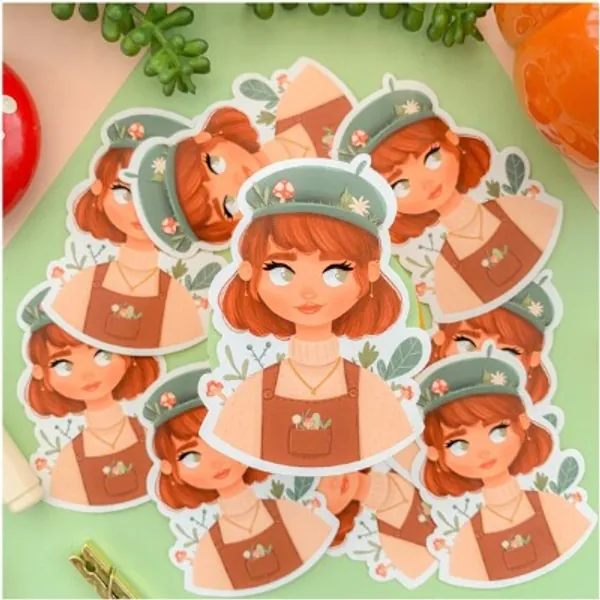 Plant Girl Vinyl Sticker // Matte or Glossy  Digital Art | Etsy