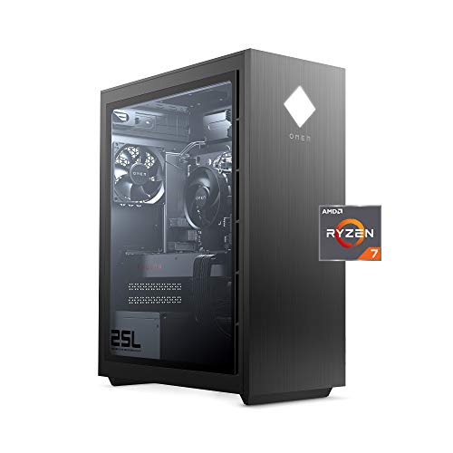 OMEN - GT12-0030 25L Gaming Desktop PC, AMD Radeon RX 5500, AMD Ryzen 7 3700X, HyperX 16GB DDR4 RAM, 512GB PCIe NVMe SSD, Windows 10 Home, VR Ready, RGB Lighting (GT12-0030, 2020 Model) Shadow Black