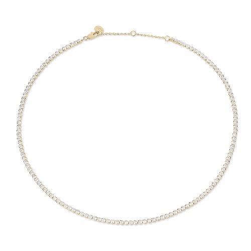 Round CZ Tennis Necklace - 14k Gold Plated