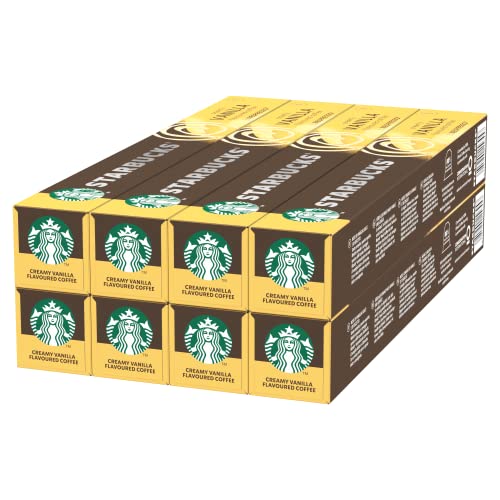 STARBUCKS by Nespresso, Blonde Roast, Creamy Vanilla Flavored Coffee Capsules 8 x 10 (80 Capsules) - Vanilla - 10 Count (Pack of 8)