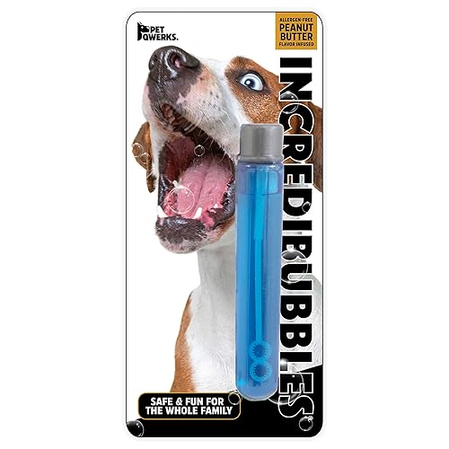 Pet Qwerks Incredibubbles Interactive Pet Toys - Long Lasting Edible Bubbles for Dogs & Cats - Peanut Butter Flavor - 20 ML, All Breed Sizes - Peanut Butter - 20 ML