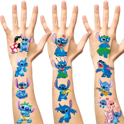 Lilo & Stitch Temporary Tatttoos for kids(8sheets)Lilo & Stitch Birthday Party Supplies Favors Cute Fake Tattoos