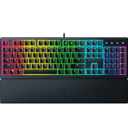 Razer Ornata V3 Gaming Keyboard: Low-Profile Keys - Mecha-Membrane Switches - UV-Coated Keycaps - Backlit Media Keys - 10-Zone RGB Lighting - Spill-Resistant - Magnetic Wrist Wrest - Classic Black - Black - V3
