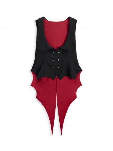 Black and Red Bat Wings Tail Waistcoat