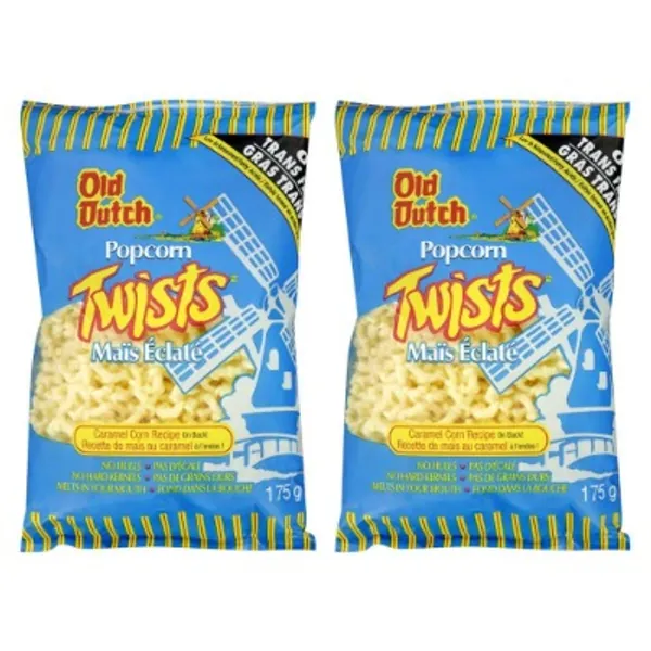 Old Dutch Popcorn Twists Puff Corn Snack 175g/6.17oz, 2-Pack (Imported From Canada)