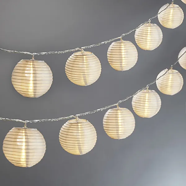 Mini Lantern String Lights - 20 White Nylon Hanging Lanterns with Warm White Bulbs Included, 13 Feet Long, Waterproof for Indoor / Outdoor Lighting, Plug in, Connectable up to 22 Strands - 20 Lanterns