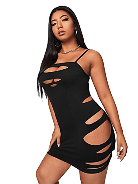 SheIn Women's Plus Slit Tie Dye Bodycon Maxi Dress Split Twist Sleeveless Long Tank Dresses - XX-Large Plus - Cut Out Black