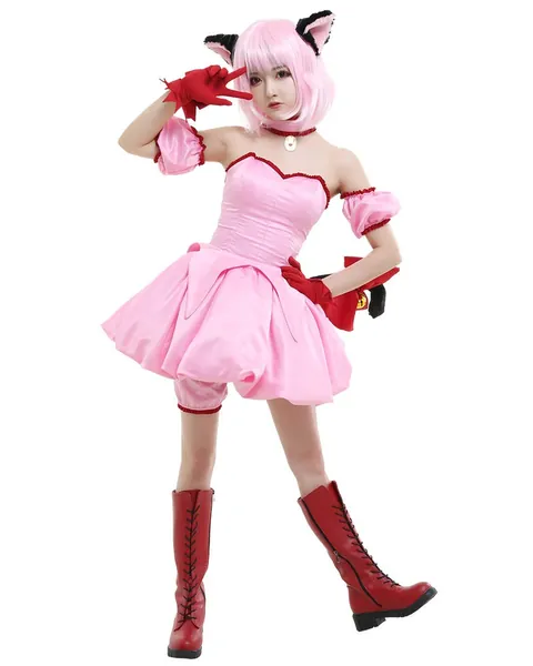 miccostumes Women's Anime Cosplay Costume Transformed Short Pink Dress with Cat Ears and Tail - XX-Large Pink