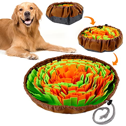 Snuffle Mat for Dogs, FWLWTWSS Dog Enrichment Toy Adjustable Dog Snuffle Mat Washable Dog Feeding Mat Dog Puzzle Toy for Boredom Interactive Dog Toys Encourages Natural Foraging Skills and Slow Eating - green+blue