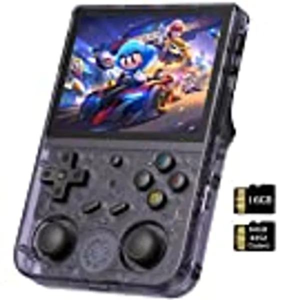 RG353V Handheld Game Console , Dual OS Android 11 and Linux System Support 5G WiFi 4.2 Bluetooth Moonlight Streaming HDMI Output Built-in 64G SD Card 4452 Games (RG353V-Purple)