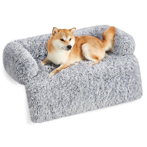Feandrea FluffyHug hondenbed pluche, hondendeken bank, bankbescherming hond, hondenkussen, maat XL, voor middelgrote en grote honden, 110 x 95 x 18 cm, ombré grijs PGW223G01 - XL (110 x 95 x 18 cm) € 36,99