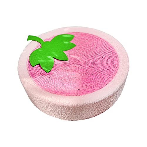 Bothyi Cats Scratcher Bowl Scratcher Board Mat Scratching Board Round Bowl Scratching Lounge Bed for Small Medium Large Cats Furniture Protection, Strawberry Pink - Strawberry Pink