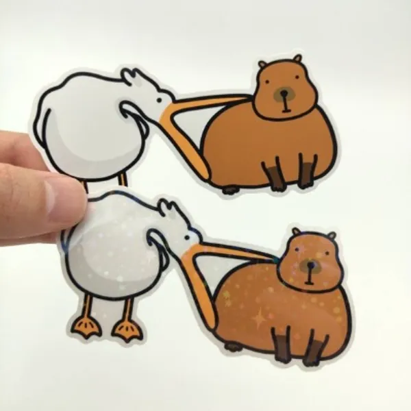 Pelican Bites Capybara Meme Sticker / Glossy & Holo Stickers | Etsy