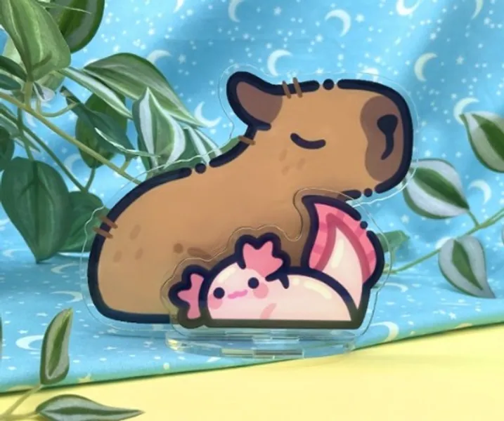 Capybara & Axolotl Layered Acrylic Stand | Etsy