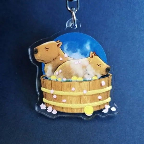 Capybara Hot Tub Keychain Hot Spring Capybara Charm Capy | Etsy