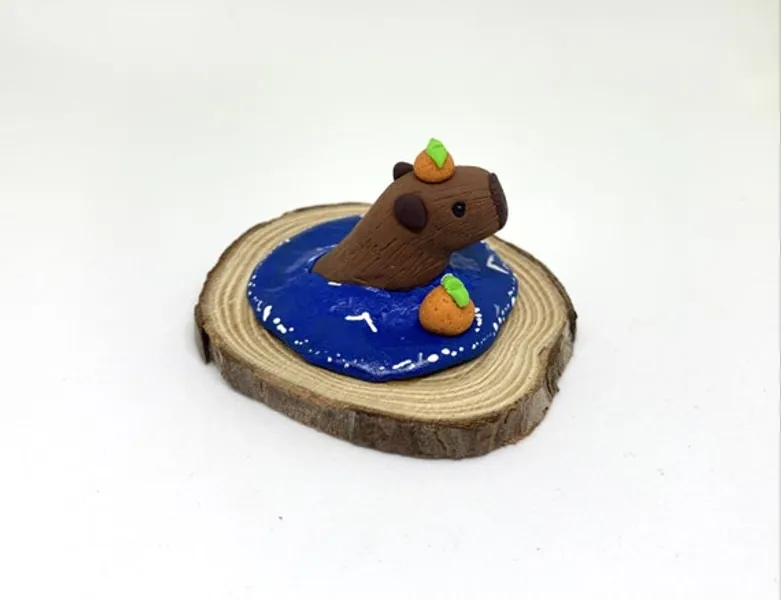 Capybara Miniature Model Spa Bath Yuzu Fruit Scene Handmade | Etsy