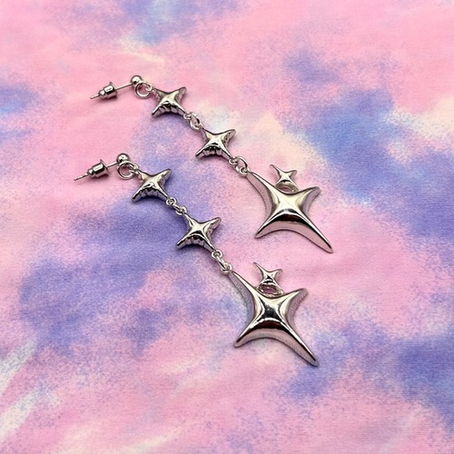 Silver star drop earrings 