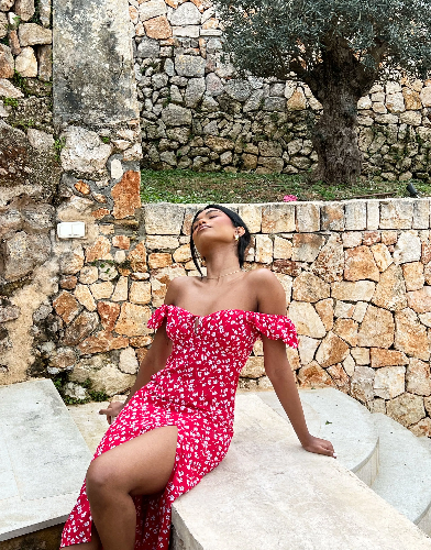 Puff Sleeve Midi Dress