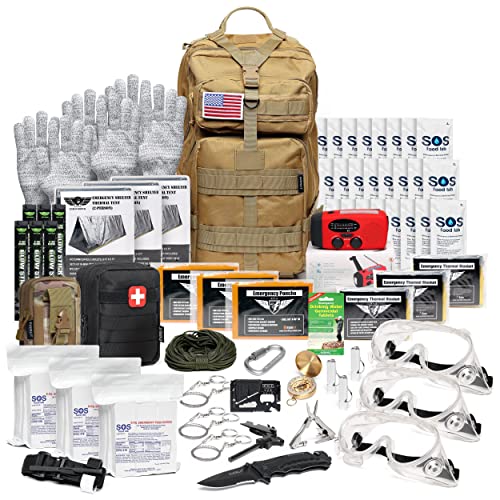EVERLIT Complete 72 Hours Earthquake Bug Out Bag Emergency Survival Kit for Family. Be Prepared for Hurricanes, Floods, Tsunami, Other Disasters - 3 Person Kit