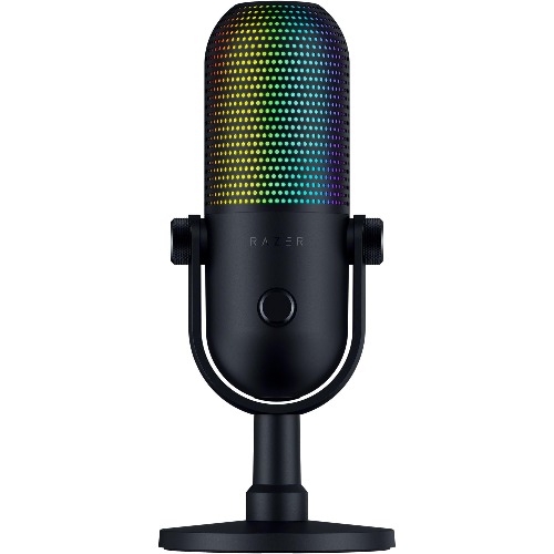 Razer Seiren V3 Chroma RGB USB Microphone: Stream & Game Reactive Lighting - Tap-to-Mute Sensor - Condenser Mic - Digital Gain Limiter & Shock Absorber - PC, Discord, OBS Studio, XSplit - Black - Black