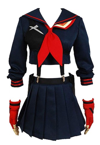 Ya-cos Halloween Girl's Battlesuit Ryuko Matoi Dress Outfit Cosplay Costume - Medium Navy