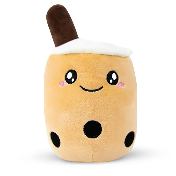 Genchi Boba Plush Pillow Bubble Tea Plush Cartoon Pet Pillow Animal Stuffy for Baby Kids Children Boys and Girls, Cute and Soft Toy Plushies, Doll Plush Anime Figurine (Brown Smile Milk Tea, 24cm)