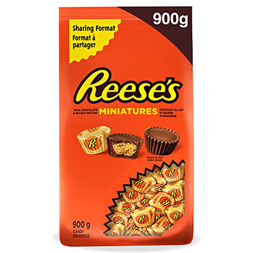 REESE'S Bulk Chocolate - Chocolate Candy Peanut Butter Cups Minis, Individually Wrapped Candy For Sharing, 900g - Chocolate