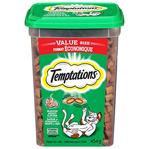 Temptations Cat Treats, Seafood Medley Flavour, 454g Tub - Cat Treats - Seafood - 454 g (Pack of 1)