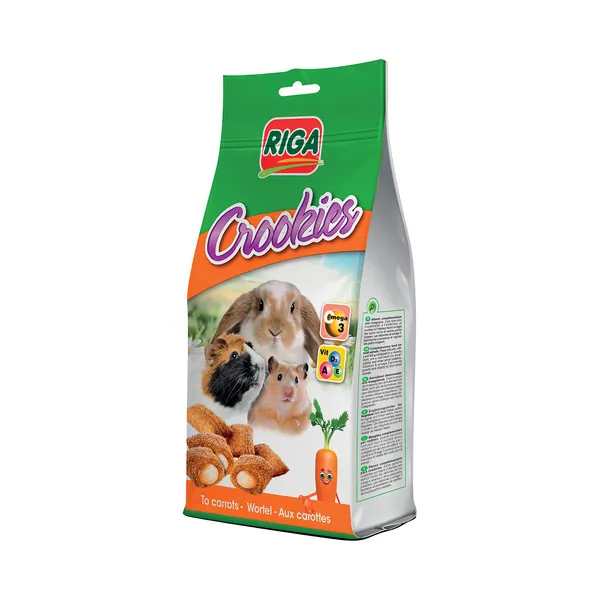 Riga - Crookies aux Carottes - Biscuits Croustillants pour Lapins Nains, Cochons d'Inde et Petits Rongeurs - Riche en Vitamines et Oméga 3 - 50 g