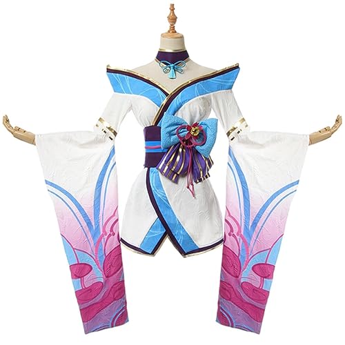 Game LOL Spirit Blossom Ahri Cosplay Costume Women Full Set Dress - x_l - Multi-colored