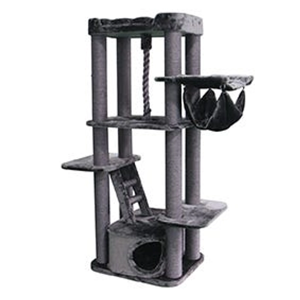 Kazoo Kitty Playground Charcoal Plush Grey Sisal