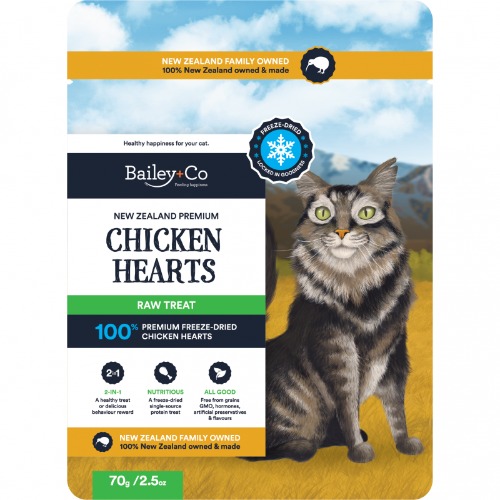 Bailey+Co Freeze Dried NZ Chicken Heart Raw Cat Treat