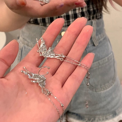 Butterfly Wing Tassel Ear Clips - 1 pair-clip