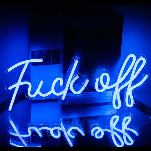 F off Neon Schild Blau LED Neon Schriftzug Neon Sign Leuchtreklame Neonlicht Gaming Neon Wandleuchte Acryl USB LED Bar Schild Wort Leuchtschrift für Schlafzimmer Gaming Deko - A-fuck Off